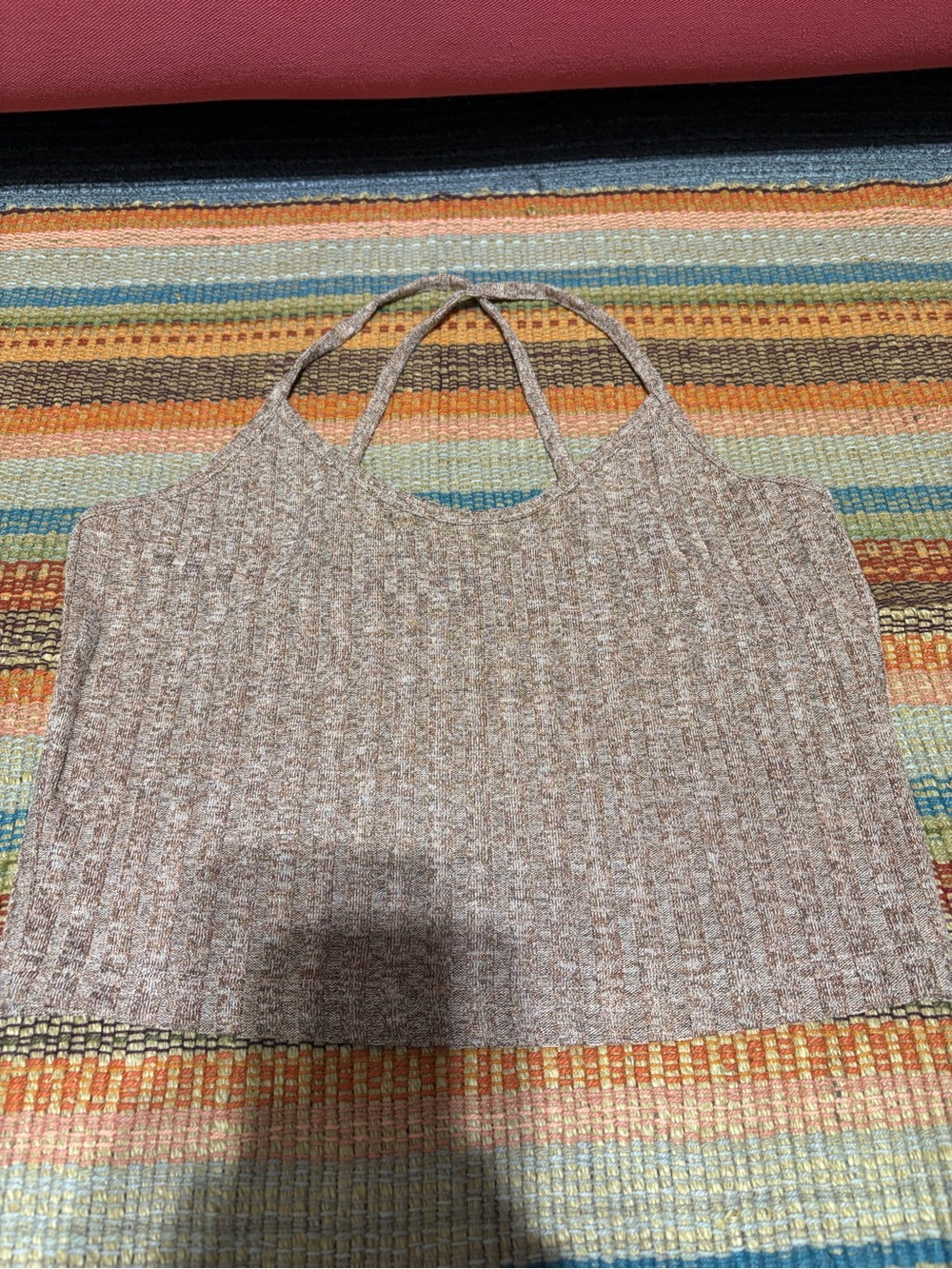 SHEIN Taupe Ribbed Knit Cami Top